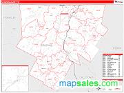 Orleans County, VT <br /> Wall Map <br /> Zip Code <br /> Red Line Style 2025 Map