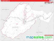 Alleghany County, VA <br /> Wall Map <br /> Zip Code <br /> Red Line Style 2025 Map