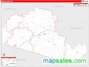 Amelia County, VA <br /> Wall Map <br /> Zip Code <br /> Red Line Style 2025 Map