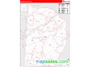 Brunswick County, VA <br /> Wall Map <br /> Zip Code <br /> Red Line Style 2025 Map