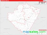 Buckingham County, VA <br /> Wall Map <br /> Zip Code <br /> Red Line Style 2025 Map