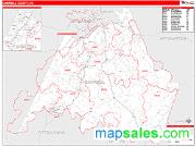 Campbell County, VA <br /> Wall Map <br /> Zip Code <br /> Red Line Style 2025 Map
