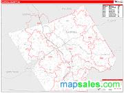 Carroll County, VA <br /> Wall Map <br /> Zip Code <br /> Red Line Style 2025 Map