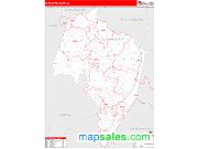 Charlotte County, VA <br /> Wall Map <br /> Zip Code <br /> Red Line Style 2025 Map