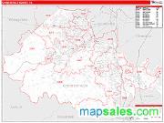 Chesterfield County, VA <br /> Wall Map <br /> Zip Code <br /> Red Line Style 2025 Map