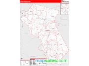 Fauquier County, VA <br /> Wall Map <br /> Zip Code <br /> Red Line Style 2025 Map
