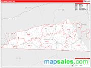 Grayson County, VA <br /> Wall Map <br /> Zip Code <br /> Red Line Style 2025 Map