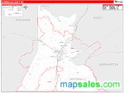 Greensville County, VA <br /> Wall Map <br /> Zip Code <br /> Red Line Style 2025 Map
