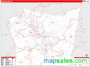 Henry County, VA <br /> Wall Map <br /> Zip Code <br /> Red Line Style 2025 Map