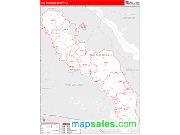 King and Queen County, VA <br /> Wall Map <br /> Zip Code <br /> Red Line Style 2025 Map