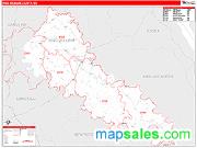 King William County, VA <br /> Wall Map <br /> Zip Code <br /> Red Line Style 2025 Map
