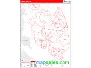 Mathews County, VA <br /> Wall Map <br /> Zip Code <br /> Red Line Style 2025 Map