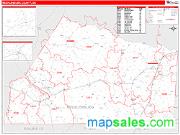 Mecklenburg County, VA <br /> Wall Map <br /> Zip Code <br /> Red Line Style 2025 Map