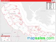 Middlesex County, VA <br /> Wall Map <br /> Zip Code <br /> Red Line Style 2025 Map