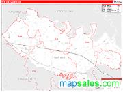 New Kent County, VA <br /> Wall Map <br /> Zip Code <br /> Red Line Style 2025 Map