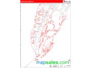 Northampton County, VA <br /> Wall Map <br /> Zip Code <br /> Red Line Style 2025 Map