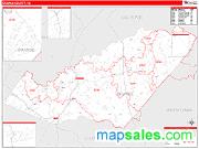 Orange County, VA <br /> Wall Map <br /> Zip Code <br /> Red Line Style 2025 Map