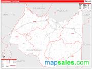 Prince Edward County, VA <br /> Wall Map <br /> Zip Code <br /> Red Line Style 2025 Map