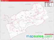 Russell County, VA <br /> Wall Map <br /> Zip Code <br /> Red Line Style 2025 Map