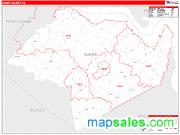 Surry County, VA <br /> Wall Map <br /> Zip Code <br /> Red Line Style 2025 Map