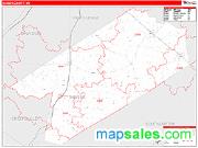 Sussex County, VA <br /> Wall Map <br /> Zip Code <br /> Red Line Style 2025 Map