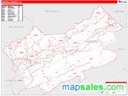 Tazewell County, VA <br /> Wall Map <br /> Zip Code <br /> Red Line Style 2025 Map
