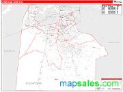 Chesapeake County, VA <br /> Wall Map <br /> Zip Code <br /> Red Line Style 2025 Map