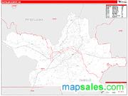 Danville County, VA <br /> Wall Map <br /> Zip Code <br /> Red Line Style 2025 Map