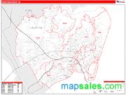 Hampton County, VA <br /> Wall Map <br /> Zip Code <br /> Red Line Style 2025 Map