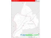 Harrisonburg County, VA <br /> Wall Map <br /> Zip Code <br /> Red Line Style 2025 Map