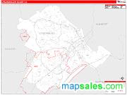 Lynchburg City County, VA <br /> Wall Map <br /> Zip Code <br /> Red Line Style 2025 Map