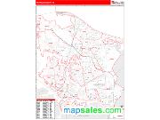 Norfolk County, VA <br /> Wall Map <br /> Zip Code <br /> Red Line Style 2025 Map