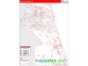 Virginia Beach County, VA <br /> Wall Map <br /> Zip Code <br /> Red Line Style 2025 Map