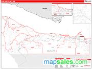 Clallam County, WA <br /> Wall Map <br /> Zip Code <br /> Red Line Style 2025 Map
