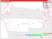 Jefferson County, WA <br /> Wall Map <br /> Zip Code <br /> Red Line Style 2025 Map