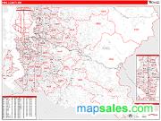 King County, WA <br /> Wall Map <br /> Zip Code <br /> Red Line Style 2025 Map