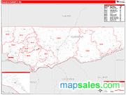 Klickitat County, WA <br /> Wall Map <br /> Zip Code <br /> Red Line Style 2025 Map