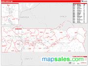 Lewis County, WA <br /> Wall Map <br /> Zip Code <br /> Red Line Style 2025 Map