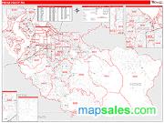 Pierce County, WA <br /> Wall Map <br /> Zip Code <br /> Red Line Style 2025 Map