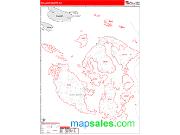 San Juan County, WA <br /> Wall Map <br /> Zip Code <br /> Red Line Style 2025 Map
