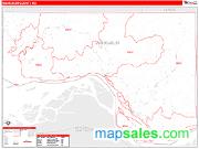 Wahkiakum County, WA <br /> Wall Map <br /> Zip Code <br /> Red Line Style 2025 Map