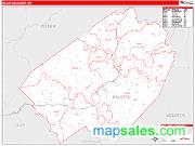 Braxton County, WV <br /> Wall Map <br /> Zip Code <br /> Red Line Style 2025 Map