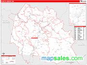 Fayette County, WV <br /> Wall Map <br /> Zip Code <br /> Red Line Style 2025 Map