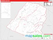 Hampshire County, WV <br /> Wall Map <br /> Zip Code <br /> Red Line Style 2025 Map