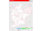 Lincoln County, WV <br /> Wall Map <br /> Zip Code <br /> Red Line Style 2025 Map