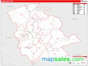 Logan County, WV <br /> Wall Map <br /> Zip Code <br /> Red Line Style 2025 Map