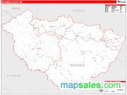 McDowell County, WV <br /> Wall Map <br /> Zip Code <br /> Red Line Style 2025 Map