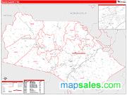 Marion County, WV <br /> Wall Map <br /> Zip Code <br /> Red Line Style 2025 Map
