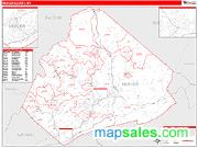 Mercer County, WV <br /> Wall Map <br /> Zip Code <br /> Red Line Style 2025 Map