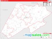 Monroe County, WV <br /> Wall Map <br /> Zip Code <br /> Red Line Style 2025 Map
